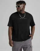 Unisex Baskılı Oversize T-Shirt - Siyah - 1