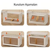 SUNUP SN-25884 31X49X30CM 32L KATLANABİLİR PLASTİK SAKLAMA KUTUSU RENKLİ KAPAKLI TEKERLEKLİ - 3