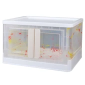 SUNUP SN-25884 31X49X30CM 32L KATLANABİLİR PLASTİK SAKLAMA KUTUSU RENKLİ KAPAKLI TEKERLEKLİ - 1