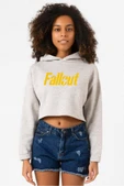 Fallout Lettern Grimelanj Kadın Crop Kapşonlu - 1