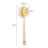 BUFFER®  2'si 1 Arada Çift Taraflı Uzun Saplı Fırçalı Banyo Vücut Sırt Fırçası Banyo Lifi - 4