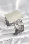 Siyah Mermer Desen Akrilik Plastik Gümüş Kare Plaka Model Vintage Kadın Bilezik - EBJ250201W30884 thumbnail 1