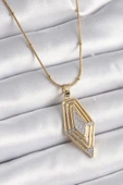 Gold Renk Zirkon Taşlı Vintage Model Kadın Kolye - EBJ250201W30923 thumbnail 1