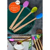 Silikon Uçlu Isıya Dayanıklı Bambu Spatula 3'lü Set - 1