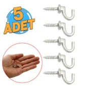 Çengelli Duvar Dolap Çekmece Kapı Metal Anahtar Askı Anahtarlık Askısı Vidalı (5 ADET) thumbnail 1