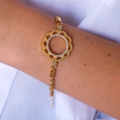 Çeyrek Altın Çerçeve Bileklik Çelik Altın Kaplama Çiçek Burgu Model BLK-1110 thumbnail 2