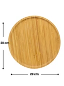 1 Adet Bambu Yuvarlak Servis Tabağı, Sunum Tabağı (20x20 cm) - 7