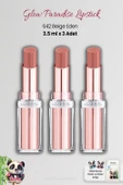 3 Adet Loreal Paris Glow Paradise Lipstick 642 Beige Eden ve ROSIE thumbnail 1