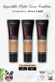 3 Adet Loreal Paris Infaillible Matte Fondöten SPF25 Warm Undertone 260 ve ROSIE thumbnail 1
