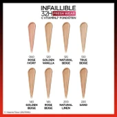 3 Adet Loreal Paris Infaillible 32H Fresh Wear Fondöten 125 Natural Beige ve ROSIE thumbnail 7