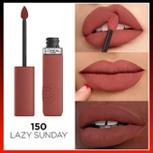 3 Adet Loreal Paris Infaillible Matte Likit Mat Ruj - 150 Lazy Sunday ve ROSIE Pamuk - 2