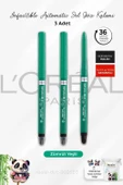 3 Adet Loreal Paris Infaillible Grip Automatic Jel Göz Kalemi Zümrüt Yeşili ve ROSIE - 1