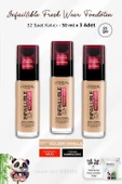 Loreal Paris 3 Adet Infaillible Fresh Wear 32H Fondöten SPF25 Golden Vanilla 120 ve ROSIE - 1