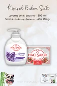 Hacı Şakir Lavanta Dinlendirici Sıvı Sabun 300 ml, Gül Kokulu Banyo Sabunu 4 x 150 gr ve ROSIE thumbnail 1