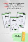 Sleepy Natural Hijyenik Ped Gece 18 Adet  X 3 ve Hediye Elidor İpeksi Yumuşaklık 400 ml - 1