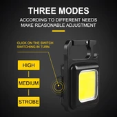 Hs-37 Led Anahtarlıklı Cep Boy Cob Led Metal Kasa Mıknatıslı Şişe Açacağı Usb’li Şarj Edilebilir El Feneri - 2