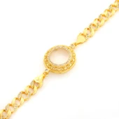 Çeyrek Altın Çerçeve Bileklik Çelik Altın Kaplama İşlemeli Figaro Model BLK-1085 thumbnail 1