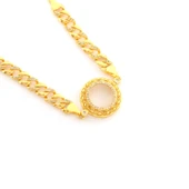 Çeyrek Altın Çerçeve Bileklik Çelik Altın Kaplama İşlemeli Figaro Model BLK-1085 thumbnail 3