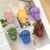 Epoksi Reçine Silikon Kalıp Taş Tozu Cadılar Bayramı Kuru Kafa Kafatası Mum Kalıbı 3 Lü thumbnail 2