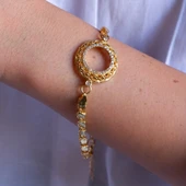 Çeyrek Altın Çerçeve Bileklik Çelik Altın Kaplama İşlemeli Arpa Model BLK-1091 thumbnail 2