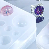 Epoksi Reçine Silikon Kalıp Çoklu Yarım Küre Yüzük Taşı Kalıbı thumbnail 4