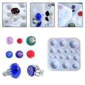 Epoksi Reçine Silikon Kalıp Çoklu Yarım Küre Yüzük Taşı Kalıbı thumbnail 1