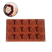 Silikon Kalıp Çikolata Ve Buz Gül Model Şeker Hamuru Kek Kalıbı 15 Li thumbnail 1