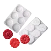 Silikon Kalıp Çikolata 3 Farklı Gül Model Kek Kalıbı 6 Lı thumbnail 6