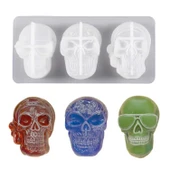 Epoksi Reçine Silikon Kalıp Taş Tozu Cadılar Bayramı Kuru Kafa Kafatası Mum Kalıbı 3 Lü thumbnail 1