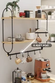 Bino Modern Kahve Köşesi Çok Amaçlı Mutfak Dolapları 3LÜ SET Lüks Katlanır Mutfak Masası Düzenleyici - 5
