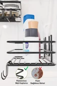 Bino Banyo Düzenleyici Şampuanlık Sabunluk 1 ADET Lüks Metal Yapışkanlı 2 Askılı Duş Rafı Organizer - 4