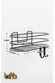 Bino Banyo Düzenleyici Şampuanlık Sabunluk 1 ADET Oval Tel Yapışkanlı 2 Askılı Duş Rafı Organizer - 5