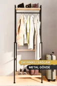 Bino Askılık Gardırop Vestiyer Antre Hol Yatak Odası Mobilya Çok Amaçlı Elbise Dolabı Dekoratif Ahşap Raf - 2