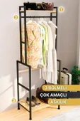 Bino Askılık Gardırop Vestiyer Antre Hol Yatak Odası Mobilya Çok Amaçlı Elbise Dolabı Dekoratif Ahşap Raf - 3