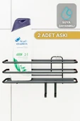 Bino Banyo Düzenleyici Şampuanlık Sabunluk 1 ADET Lüks Metal Yapışkanlı 2 Askılı Duş Rafı Organizer - 3