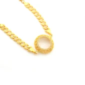 Çeyrek Altın Çerçeve Bileklik Çelik Altın Kaplama İşlemeli Figaro Model BLK-1114 thumbnail 1