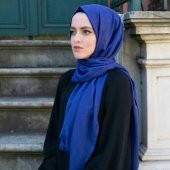 Hediyelik Şal - İnci Tesbih - Kişiye Özel Pleksi - Kurdela İle Süslenmiş - Lacivert - 4