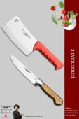 Lazbisa Silver Serisi Mutfak Bıçak Seti Et Ekmek Sebze Bıçağı Tavuk Et Satırı 2 Li Set ( Mtf-457) thumbnail 1