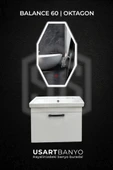 Balance 60 cm Beyaz Banyo Dolabı, Oktagon Beyaz Led Ayna 80x45 - 1