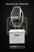 Balance 60 cm Beyaz Banyo Dolabı, Oktagon Günışığı Led Ayna 80x45 - 1