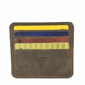 Hakiki Deri 8 Gözlü Kartlık Crazy Kahve thumbnail 3