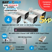 Satworld AHD 5MP 4 Adet Bullet Güvenlik Kamera Seti - 1