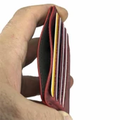 Hakiki Deri 8 Gözlü Kartlık Crazy Bordo thumbnail 4