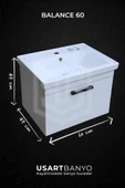 Balance 60 cm Beyaz Banyo Dolabı, Oktagon Günışığı Led Ayna 80x45 - 2