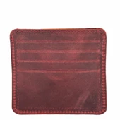 Hakiki Deri 8 Gözlü Kartlık Crazy Bordo thumbnail 1