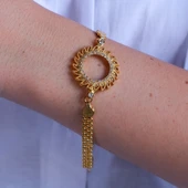 Çeyrek Altın Çerçeve Bileklik Çelik Altın Kaplama Güneş Model BLK-1084 thumbnail 2