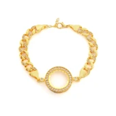 Çeyrek Altın Çerçeve Bileklik Çelik Altın Kaplama Figaro Model BLK-1069 thumbnail 1