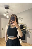 Slim Fit Renk Geçişli Crop - 1