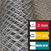 2.00mm Kalınlık 7x7 Göz (100cm -20mt ) Galvanizli Helezon Bahçe Çit Tel Örgü - 1
