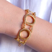 Dört Çeyrekli Çerçeve Bileklik Çelik Altın Kaplama BLK-1090 thumbnail 2